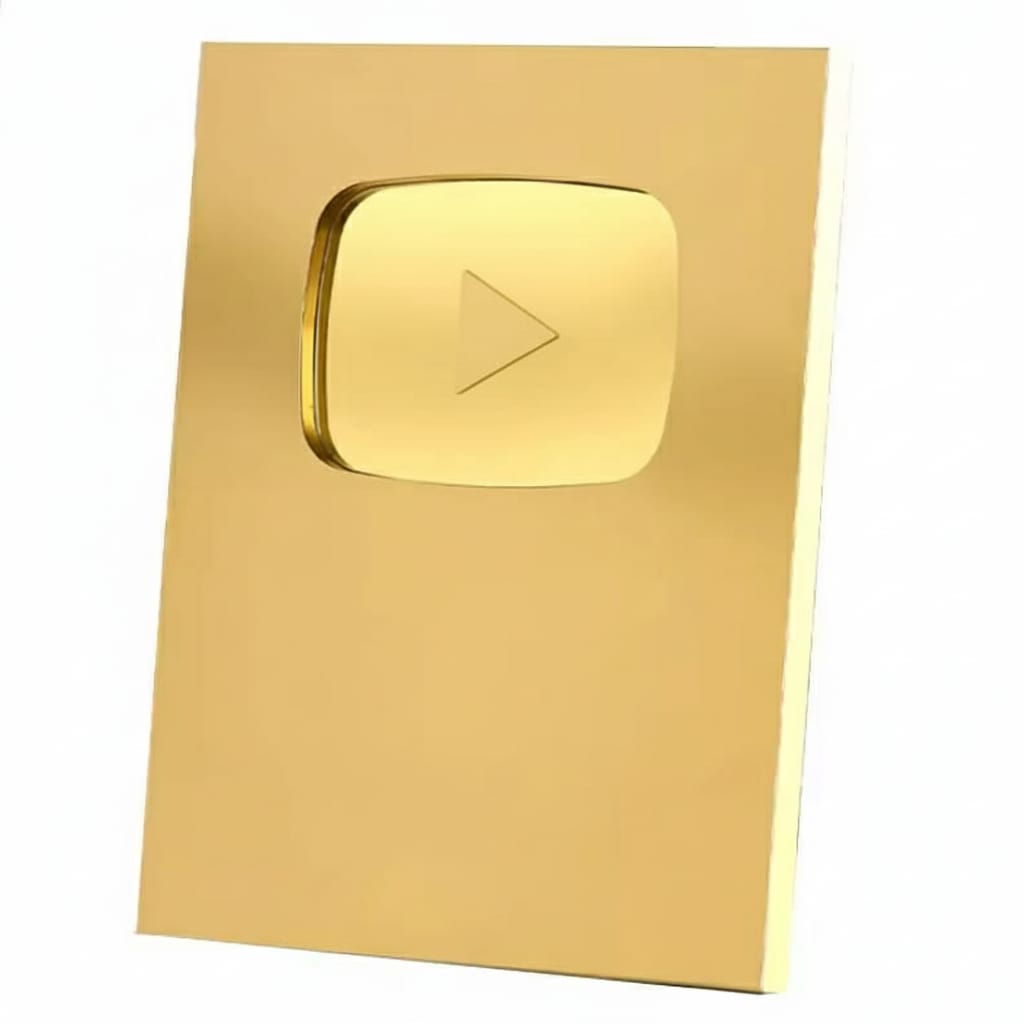 Custom YouTube Golden Play Button Replica – Personalized 1m Creator Award Plaque
